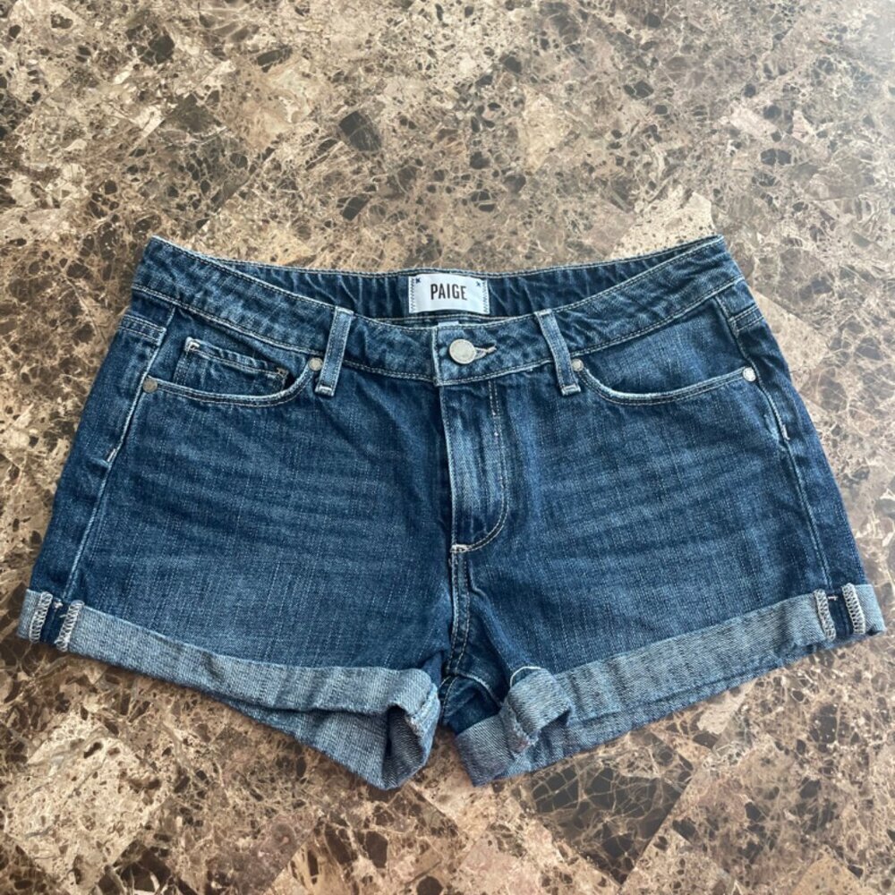PAIGE JIMMY JIMMY SHORTS DENIM SZ 27 DISTRESSED CHIC BOHO ICONIC VERSATILE - Picture 4 of 13